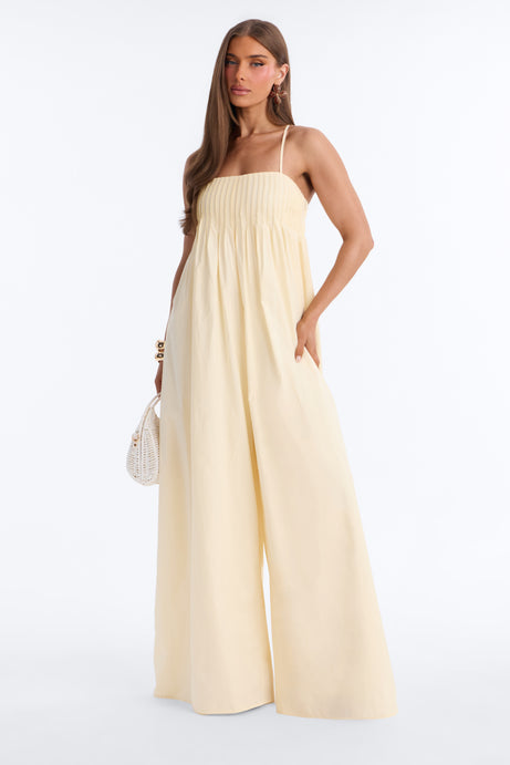 Tate Poplin Wide Leg Jumpsuit - Yellow