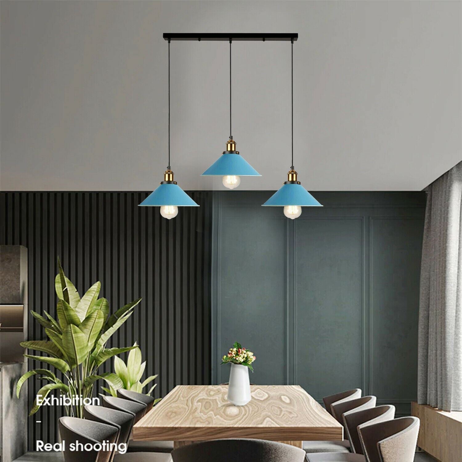 Vintage 3-Light Pendant Lamp Hanging Light Fixture ~1301 - Interactive Group