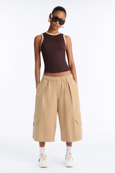 Rachel Ribbed Contrast Binding Crew Neck Tank Top