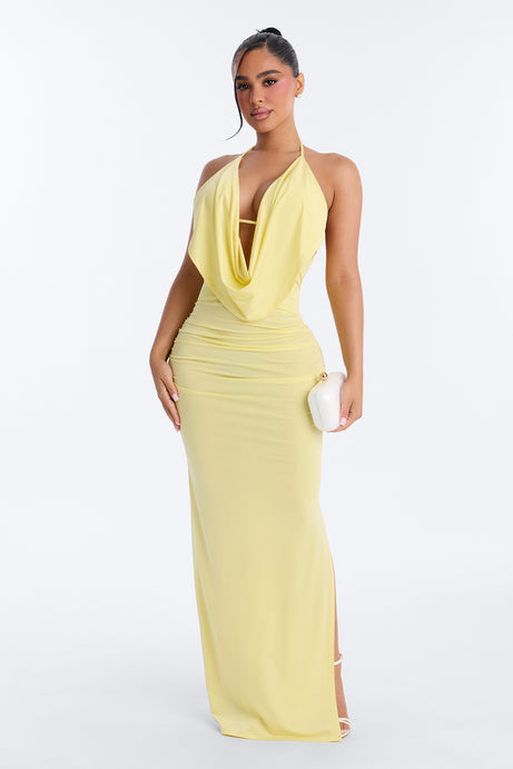Jennifer Cowl Maxi Dress - ButterYellow