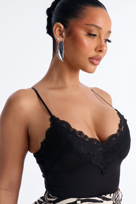 Victoria Lace Trim Cami Bodysuit