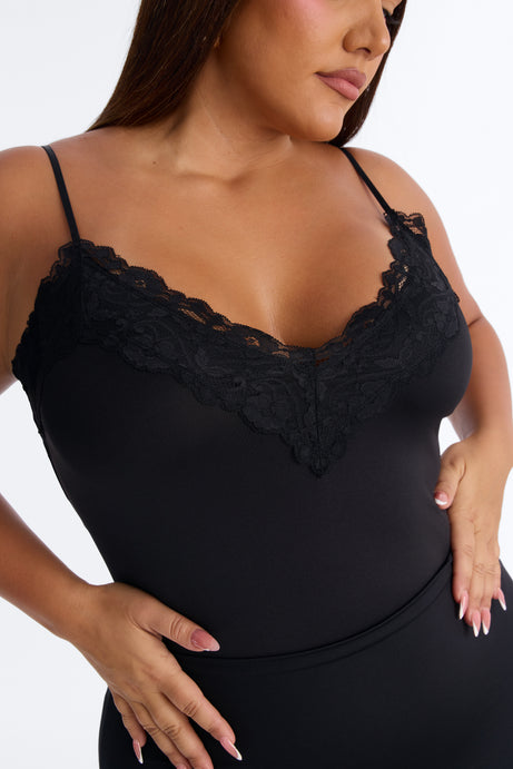 Victoria Lace Trim Cami Bodysuit