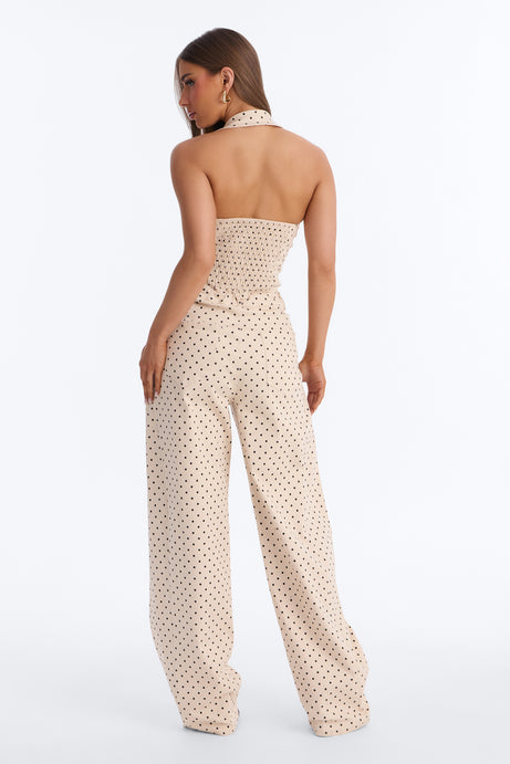 Bella Polka Dot Barrel Jumpsuit - Cream