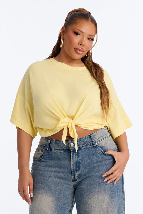 Emily Tie Front Top - Butter Yellow