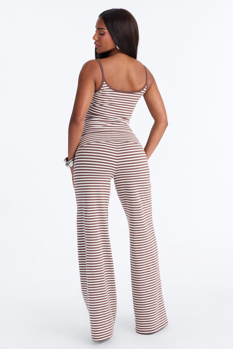 Selene Striped Pant Set - Brown/combo