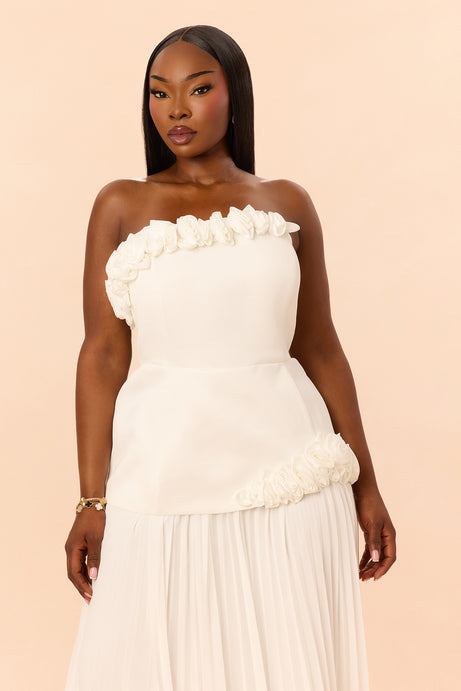 Soft Glam Pleated Gown - White