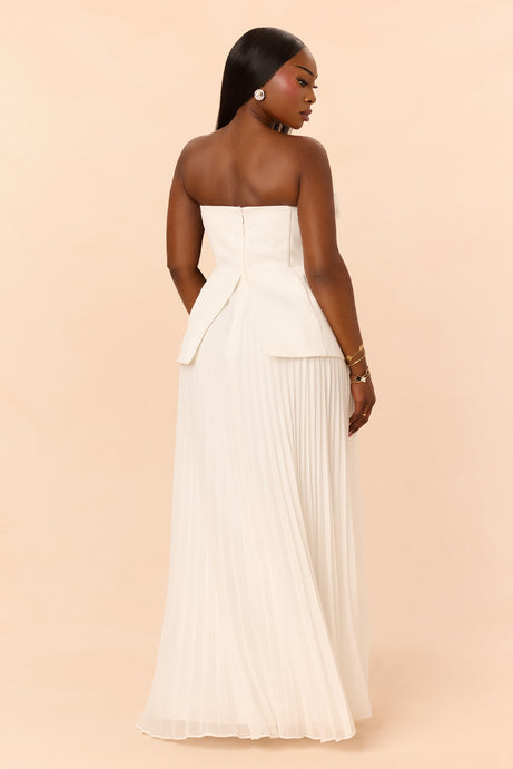 Soft Glam Pleated Gown - White