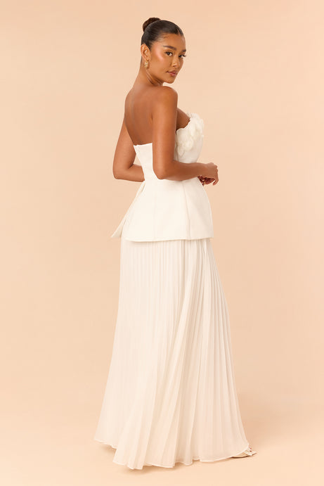Soft Glam Pleated Gown - White
