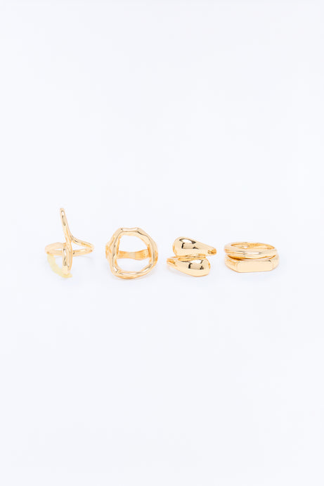 Be With Me 5 Piece Rings Set - Gold