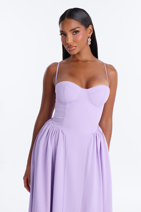 Sweet Love Corset Midi Dress - Lavender