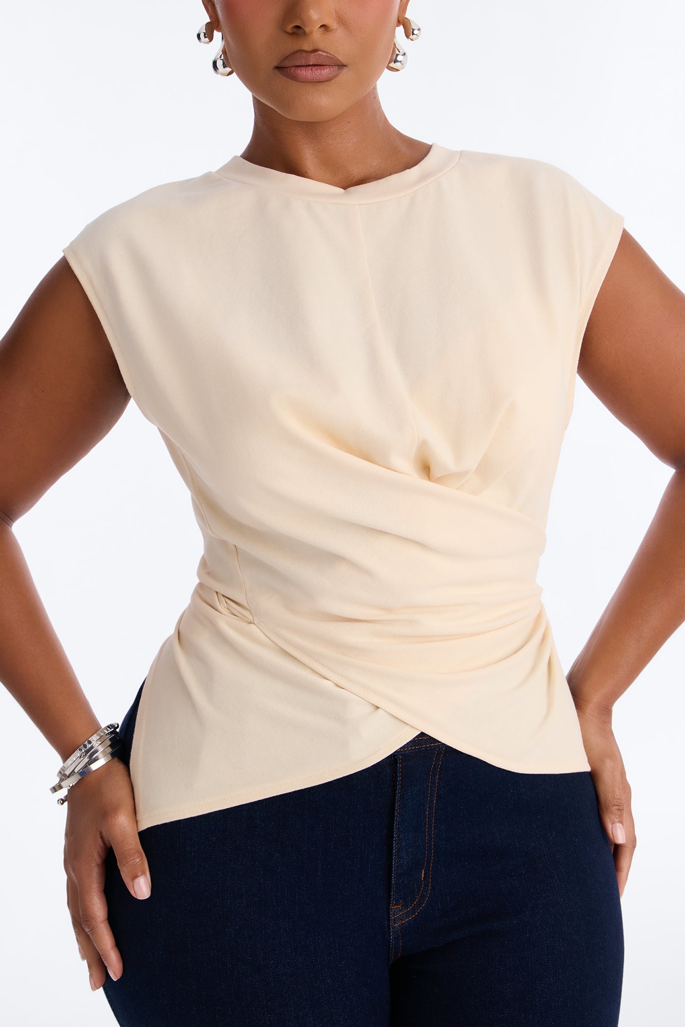 Crossed Up Crew Neck Tee - Butter Yellow