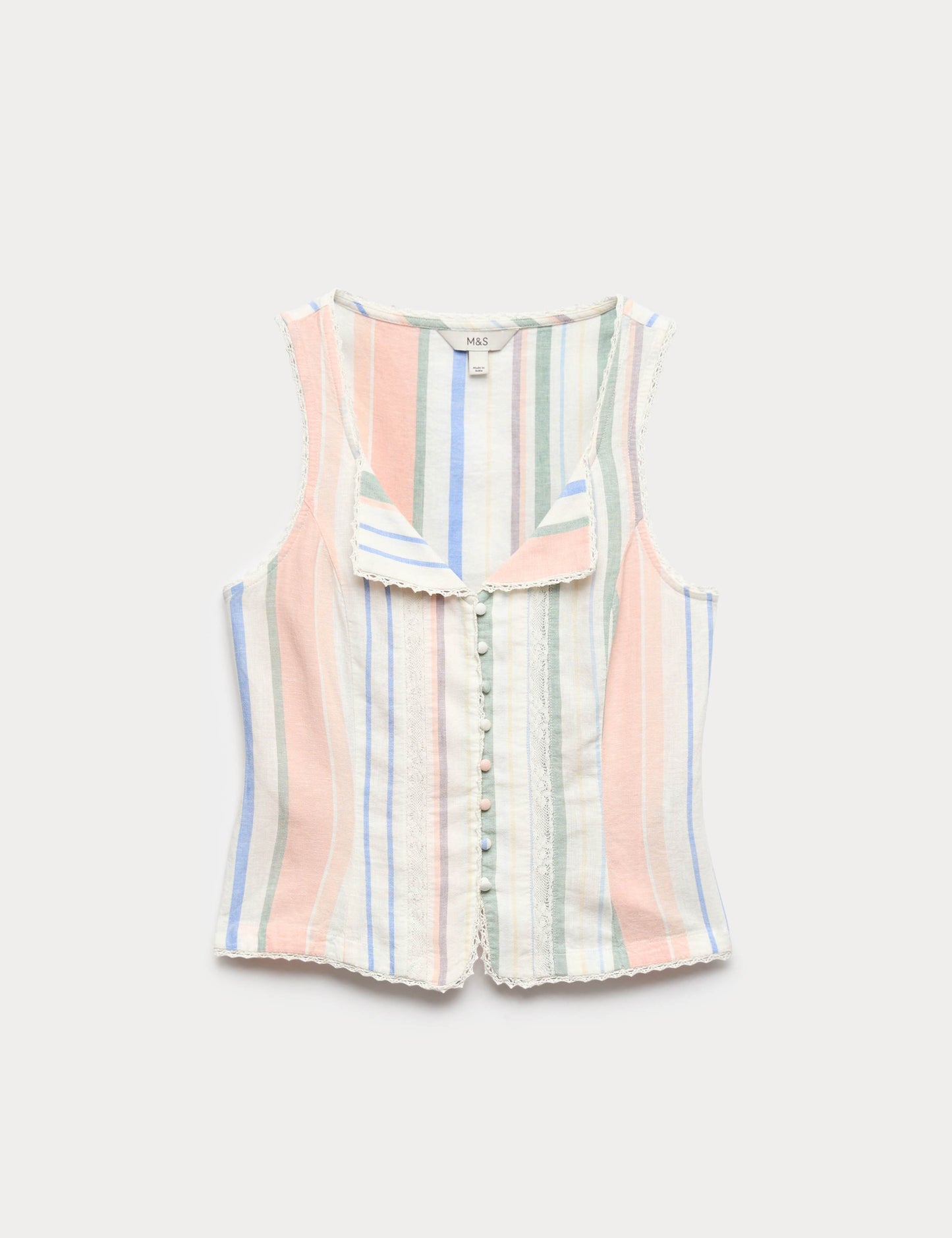 Linen Rich Lace Insert Corset Top