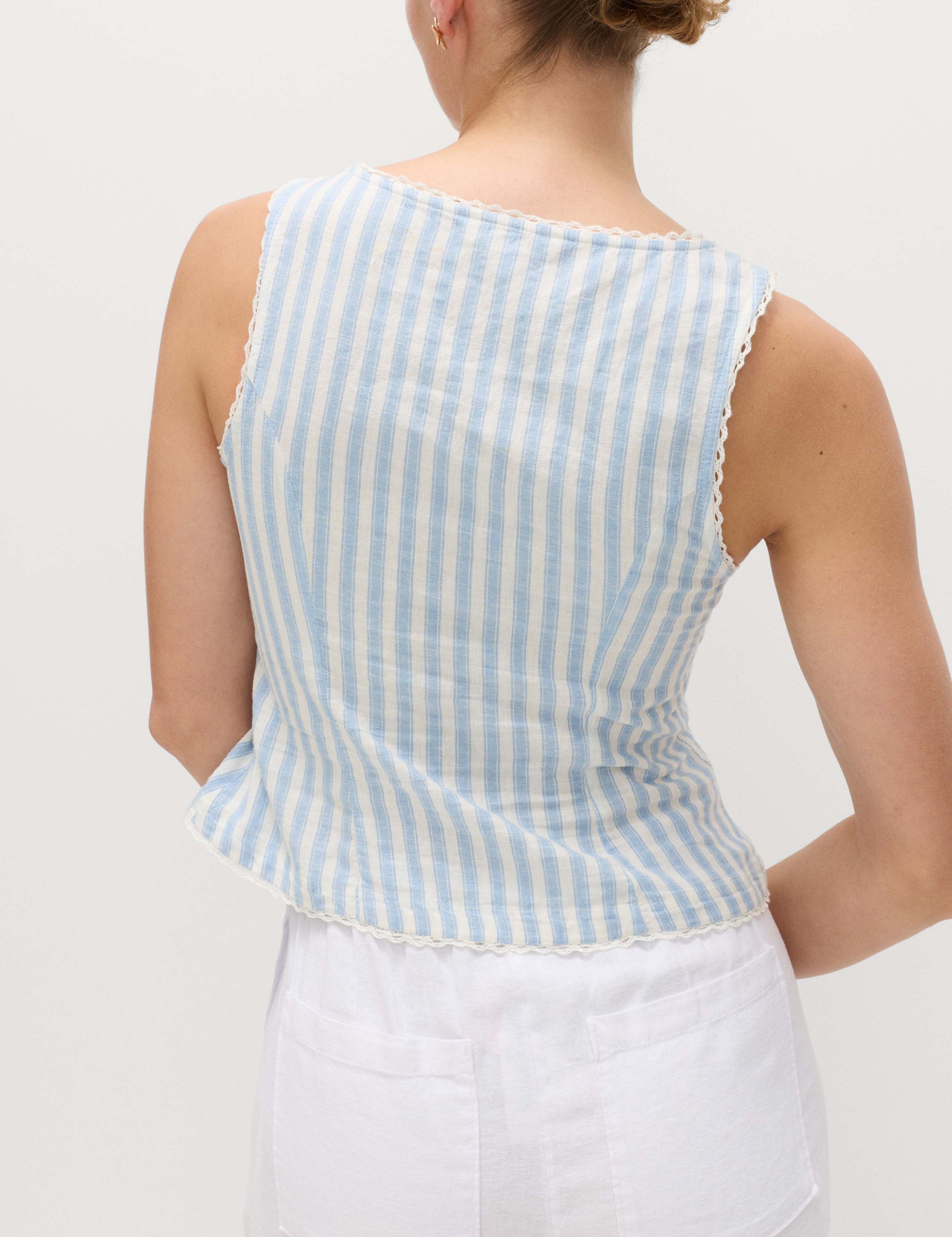 Linen Rich Lace Insert Top