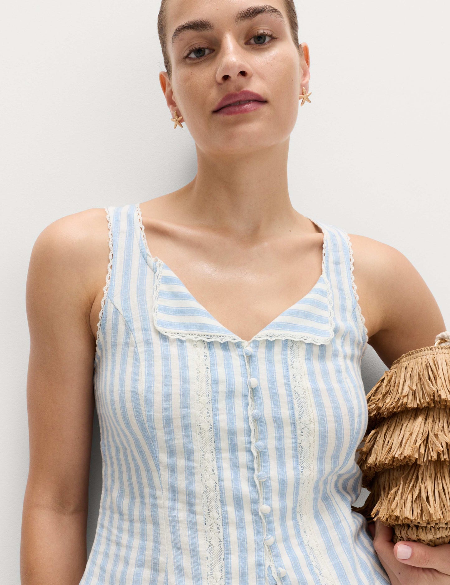 Linen Rich Lace Insert Top