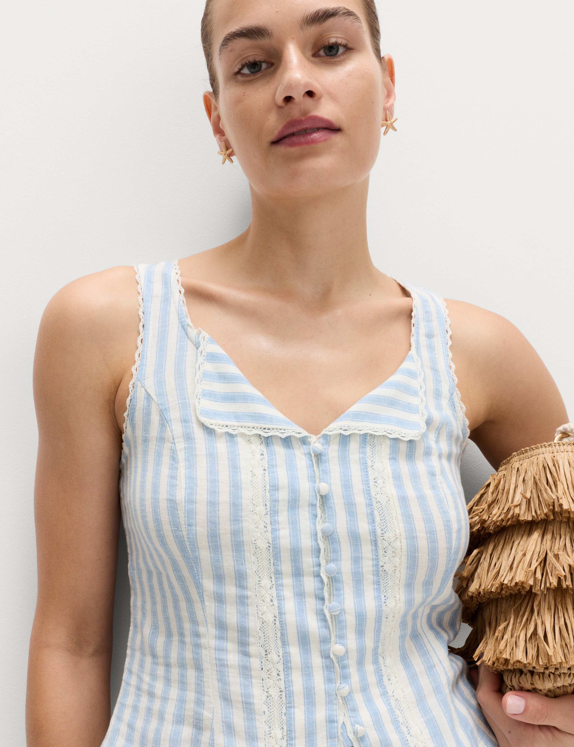 Linen Rich Lace Insert Top