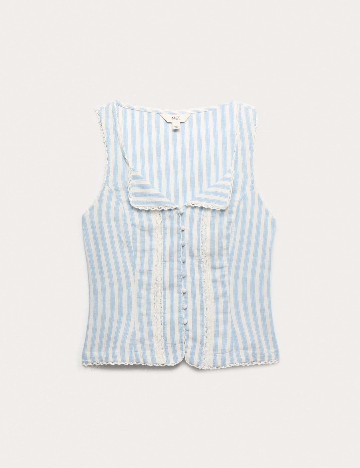 Linen Rich Lace Insert Top