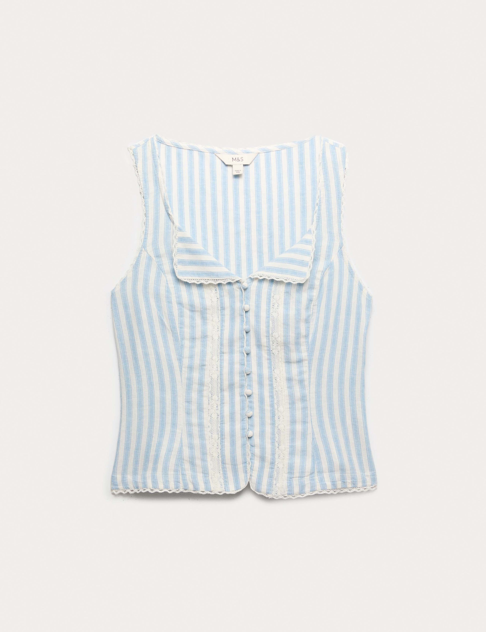 Linen Rich Lace Insert Top
