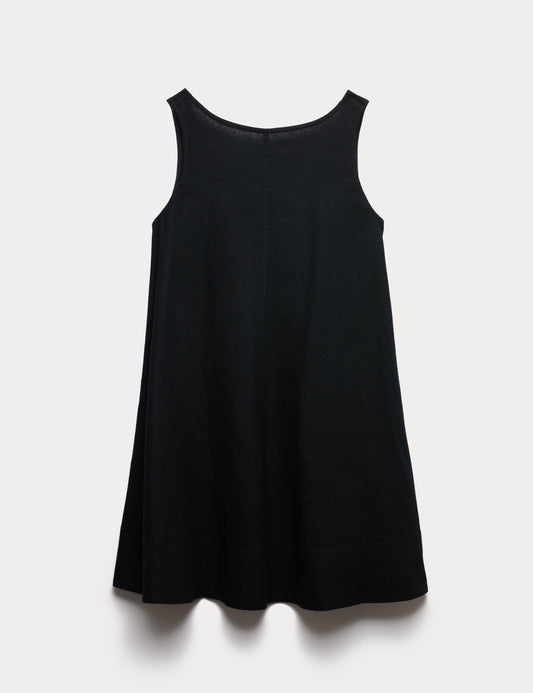 Linen Rich Scoop Neck Mini Swing Dress
