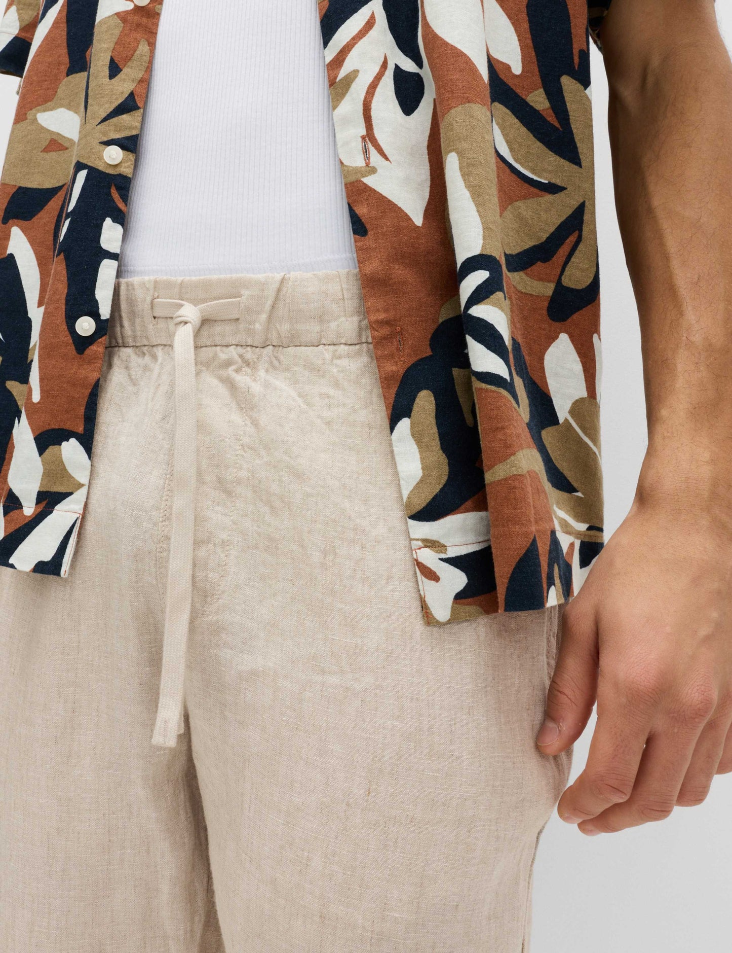 Loose Fit Pure Linen Elasticated Waist Trousers