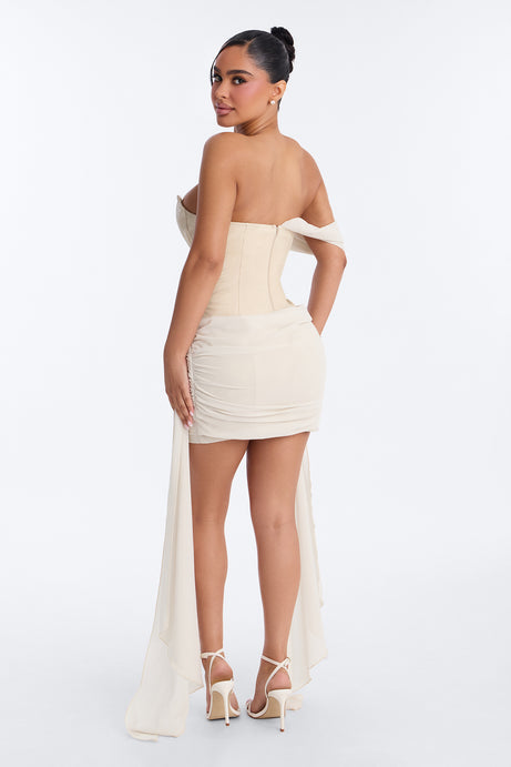 Vivi Corset Waist Faux Leather Mini Dress - White