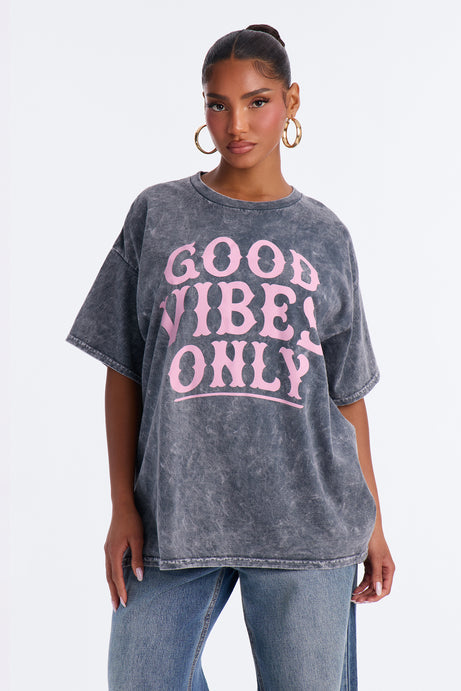 Good Vibes Only Washed Oversized Tee