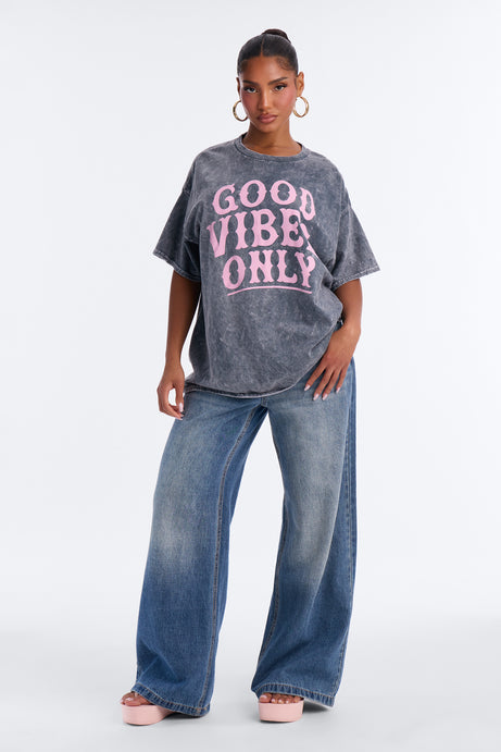 Good Vibes Only Washed Oversized Tee