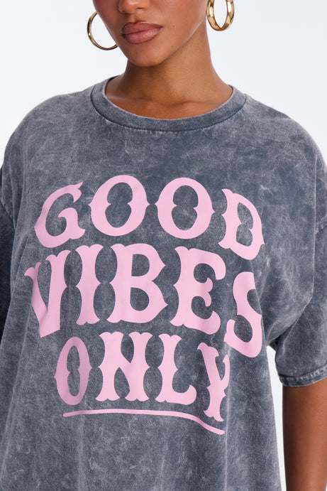 Good Vibes Only Washed Oversized Tee