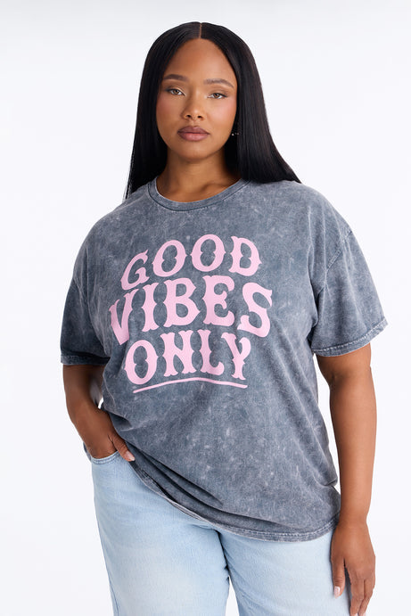 Good Vibes Only Washed Oversized Tee