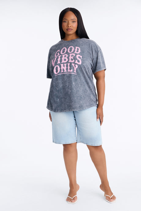 Good Vibes Only Washed Oversized Tee