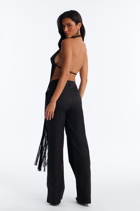 Callie Fringe Pant Set - Black