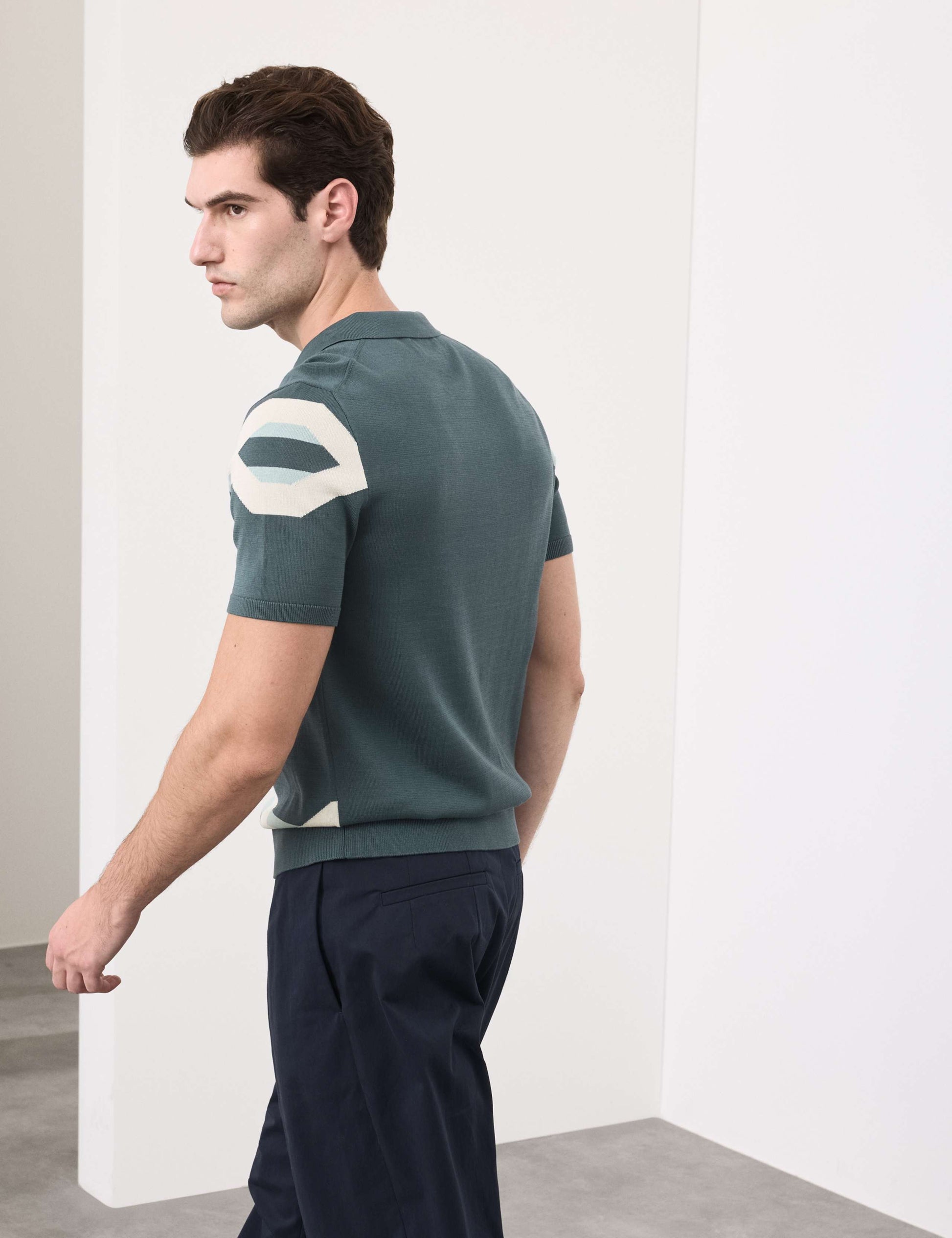Mercerised Cotton Chain Print Knit Polo