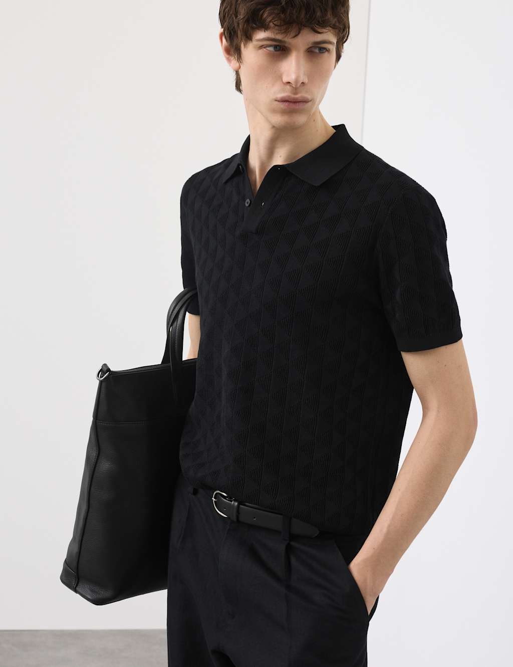 Mercerised Cotton Knitted Polo Shirt