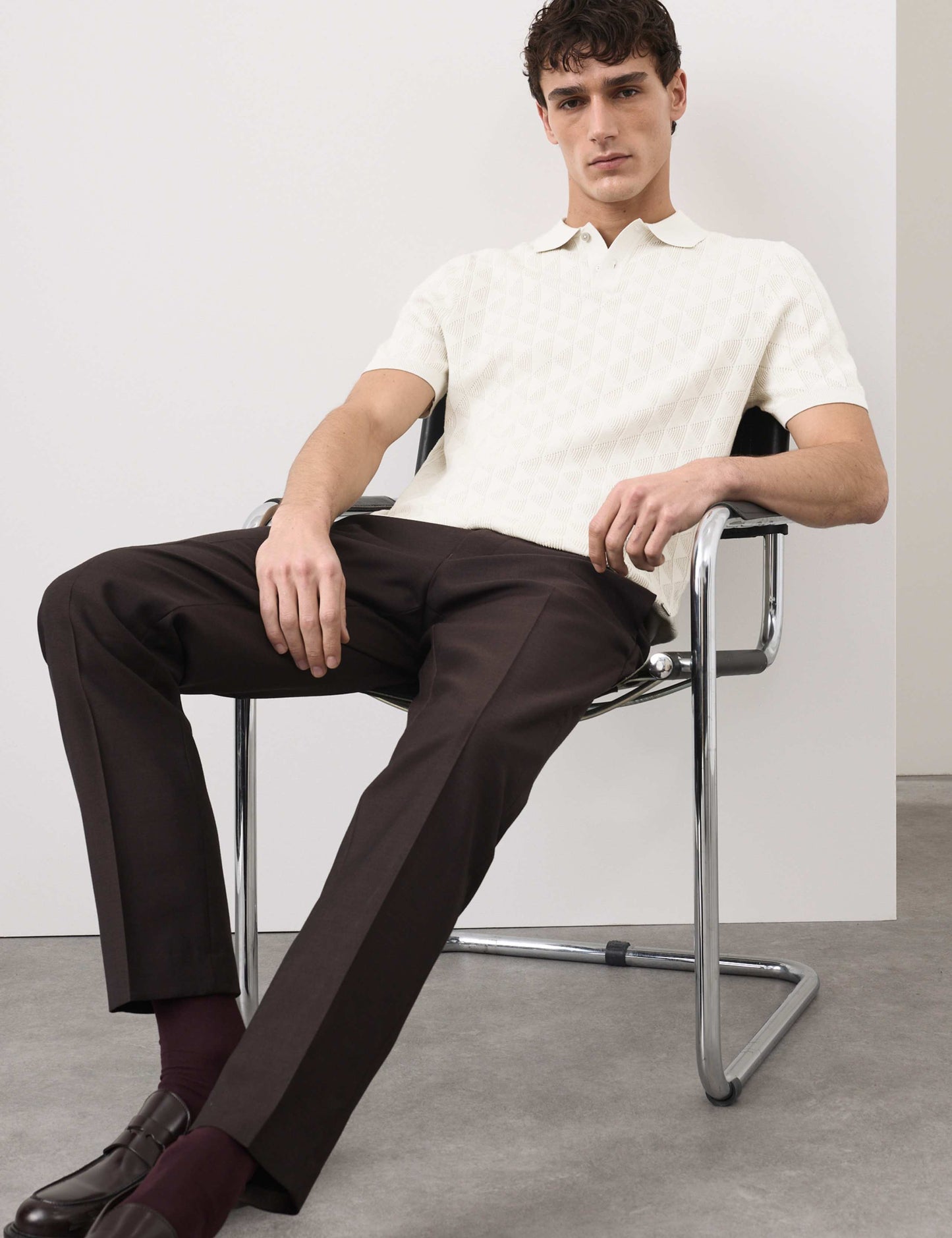 Mercerised Cotton Knitted Polo Shirt