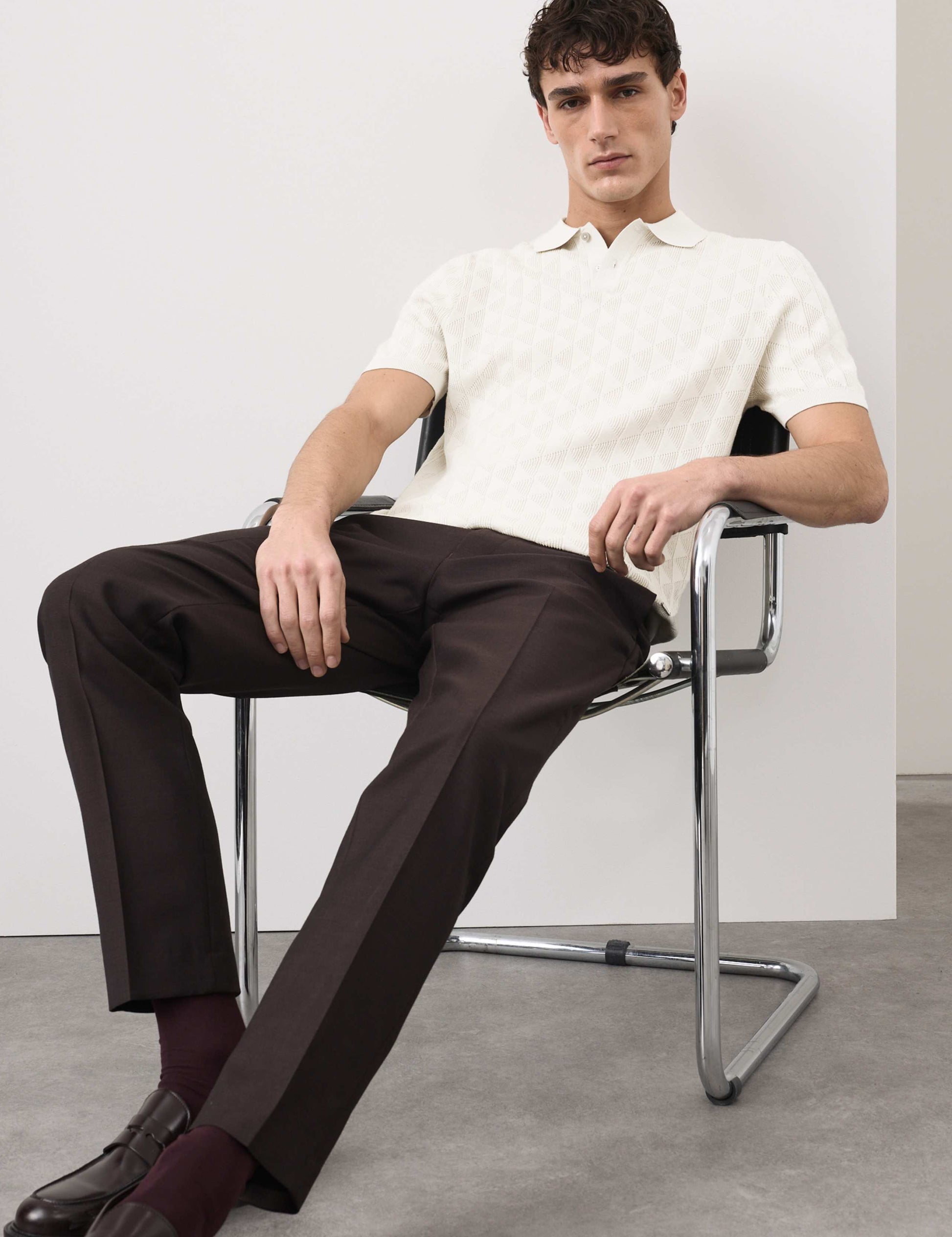 Mercerised Cotton Knitted Polo Shirt