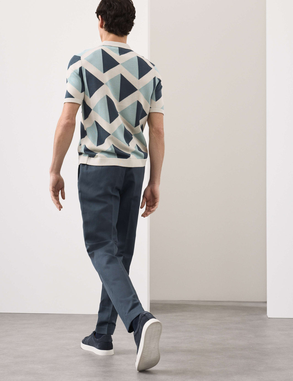 Mercerised Cotton Open Neck Knitted Polo Shirt
