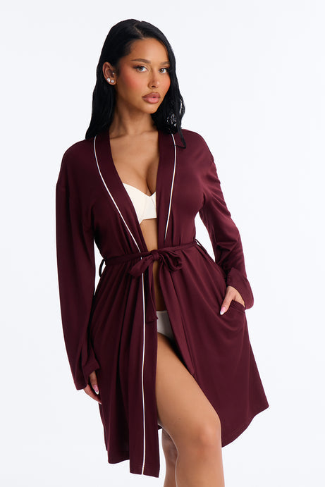 In the Morning PJ Robe - Burgundy