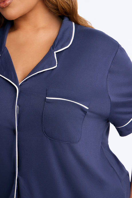 In The Morning PJ Short Sleeve Short Set - Navy