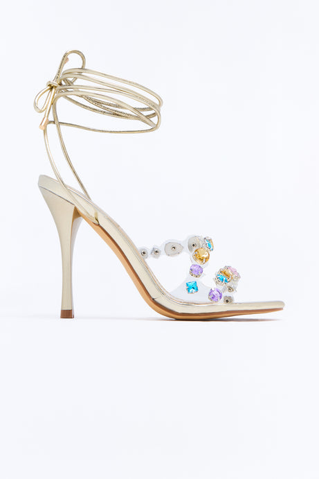Never Enough Rhinestone Wrap Up Heels