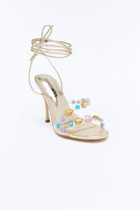 Never Enough Rhinestone Wrap Up Heels