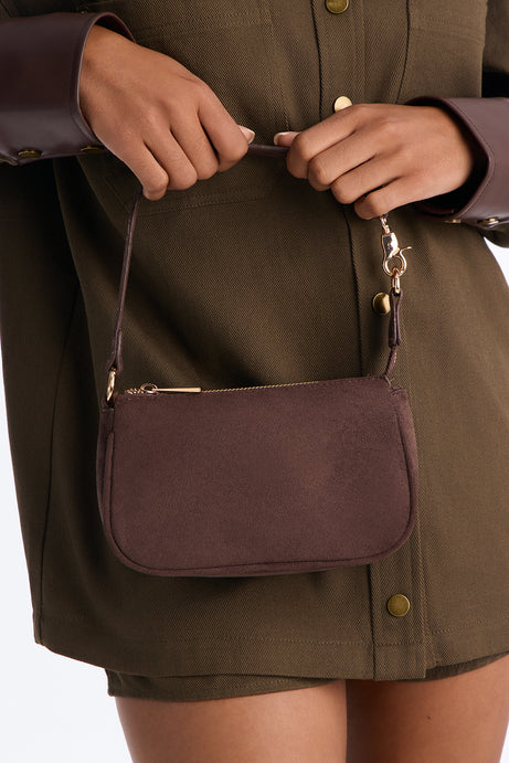 Touch Me Right Faux Suede Shoulder Handbag