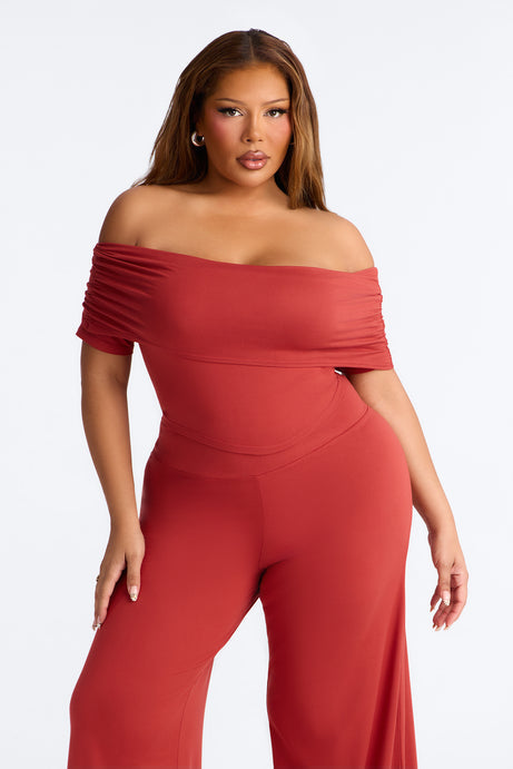 Nola Off Shoulder Pant Set - Rust