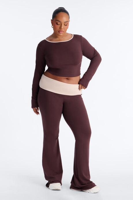 Chill Mode Long Sleeve Foldover Waistband Pant Set