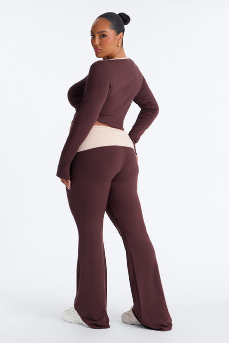 Chill Mode Long Sleeve Foldover Waistband Pant Set