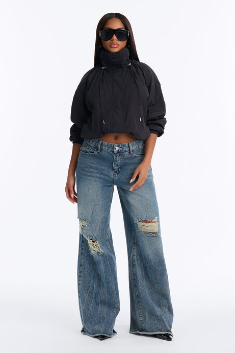 On The Move Funnel Neck Windbreaker Jacket