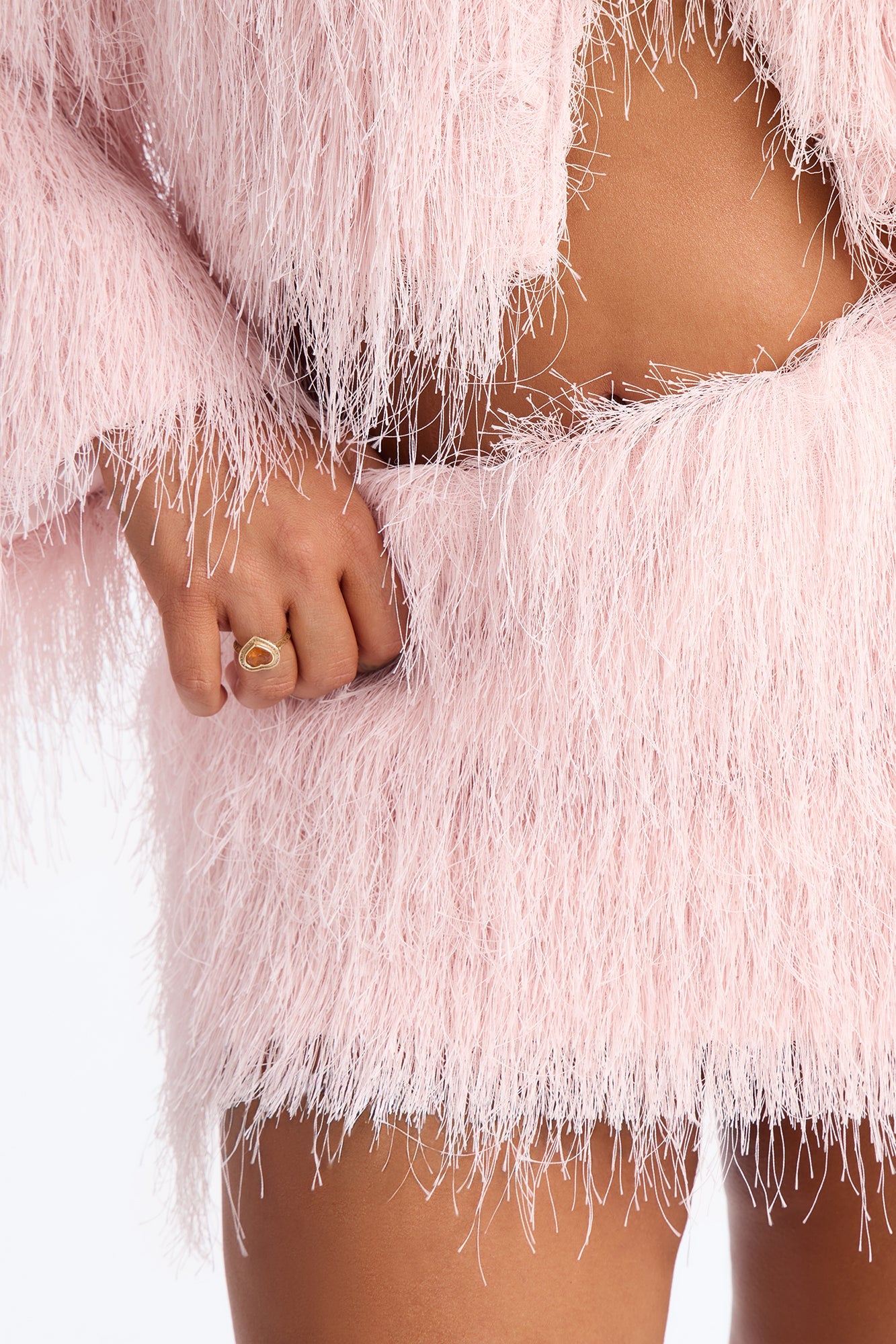 Cotton Candy Crush Faux Fringe Fur Skirt