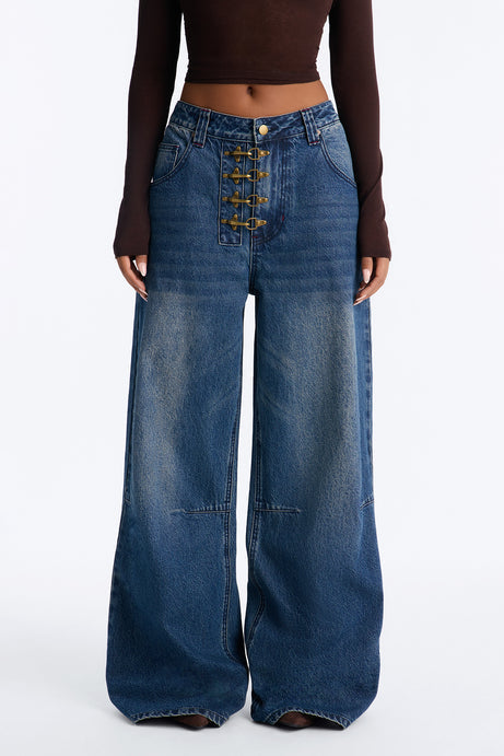Canton Clasp Upsized Rigid Wide Leg Jeans