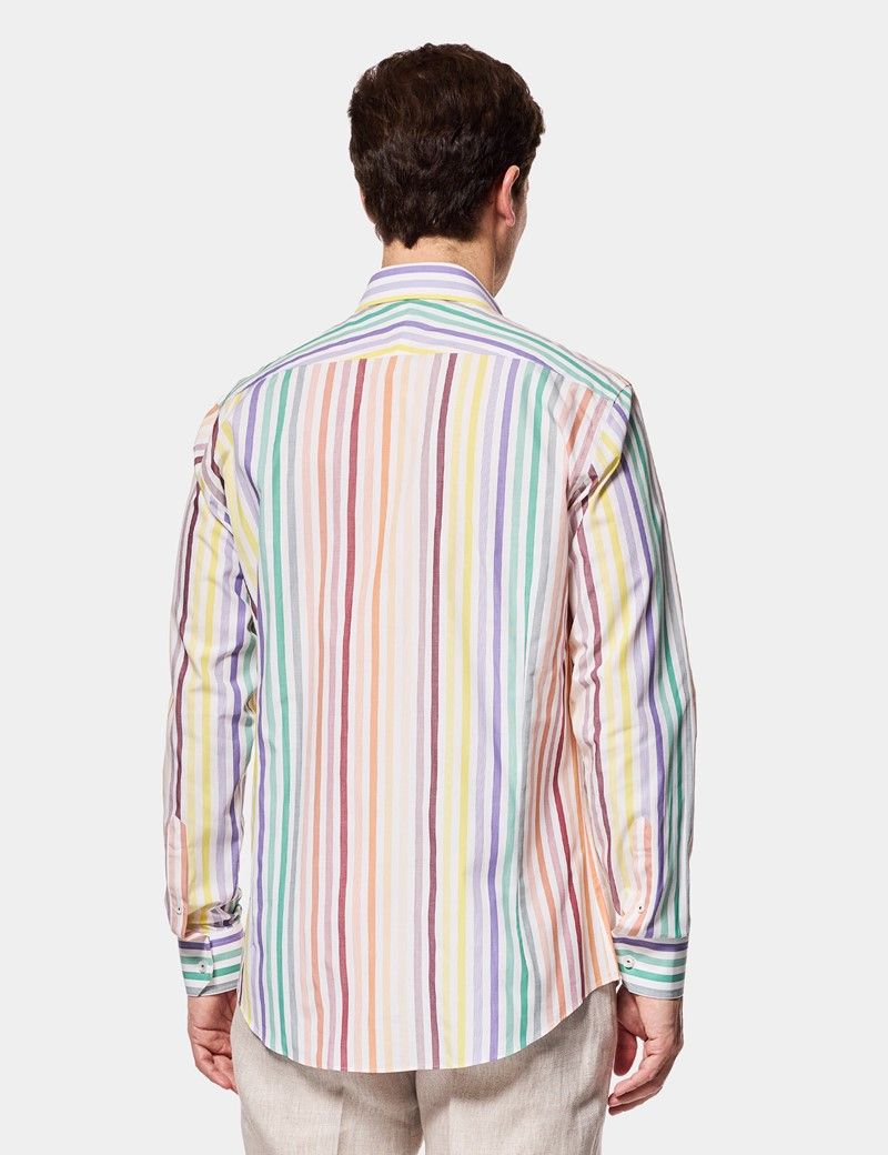 Slim Fit Green & Purple Stripe Curtis Shirt