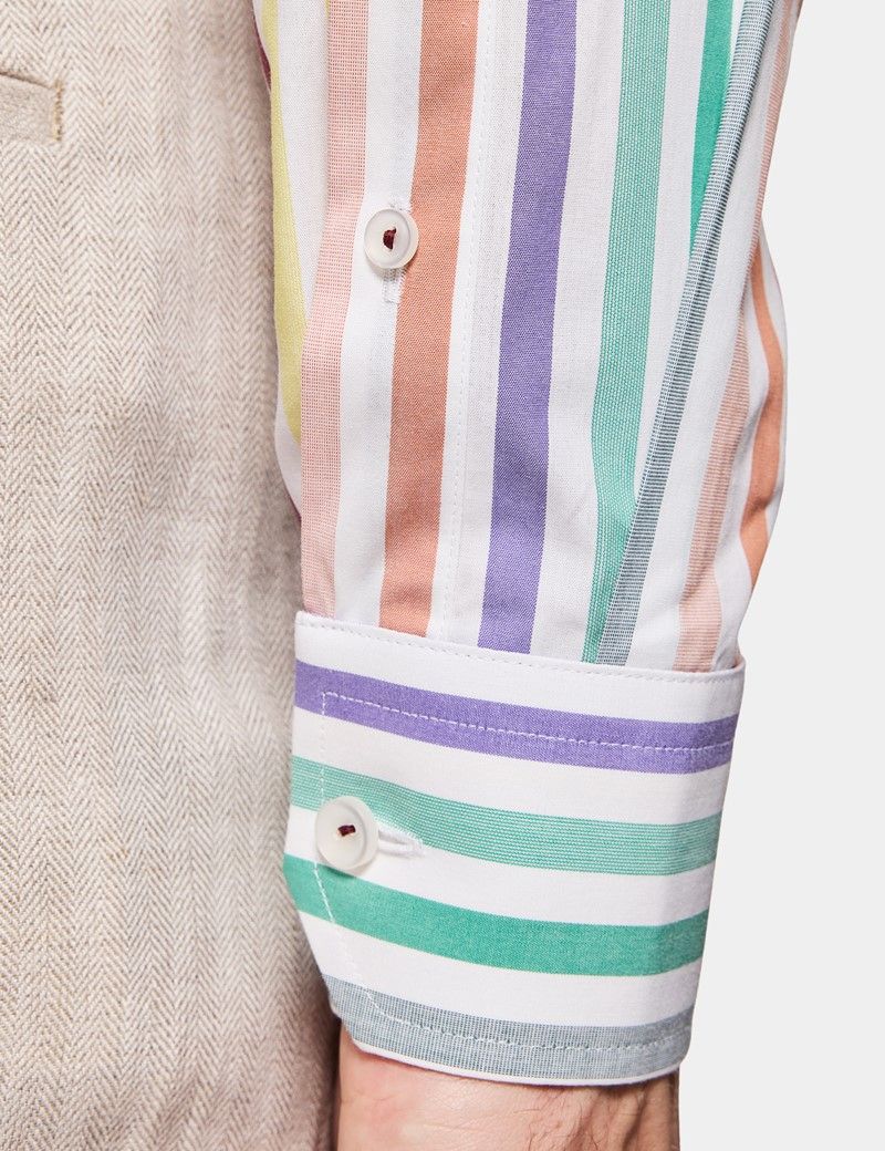 Slim Fit Green & Purple Stripe Curtis Shirt