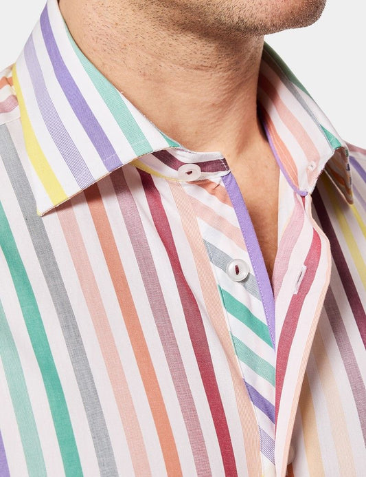 Slim Fit Green & Purple Stripe Curtis Shirt