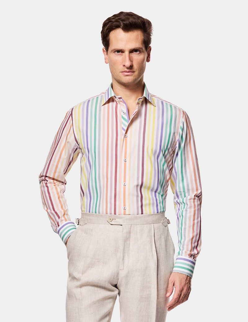 Slim Fit Green & Purple Stripe Curtis Shirt